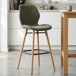 Sgabello Alto-Set di 2 sedie per isola centrale con schienale in tessuto (Altezza seduta 65 cm) Malika bottiglia