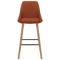 Sgabello Alto-Set di 2 sedie per isola centrale con schienale in tessuto (Altezza seduta 67cm) Juno gambe in rovere