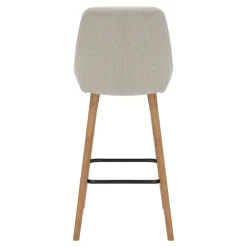 Sgabello Alto-Set di 2 sedie per isola centrale con schienale in tessuto (Altezza seduta 67cm) Juno Crema gambe in rovere
