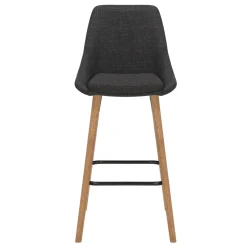 Sgabello Alto-Set di 2 sedie per isola centrale con schienale in tessuto (Altezza seduta 67cm) Juno Grigio gambe in quercia