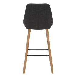 Sgabello Alto-Set di 2 sedie per isola centrale con schienale in tessuto (Altezza seduta 67cm) Juno Grigio gambe in quercia