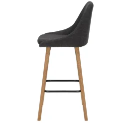 Sgabello Alto-Set di 2 sedie per isola centrale con schienale in tessuto (Altezza seduta 67cm) Juno Grigio gambe in quercia
