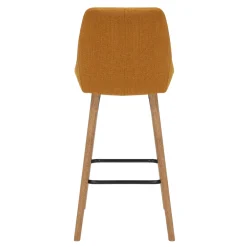 Sgabello Alto-Set di 2 sedie per isola centrale con schienale in tessuto (Altezza seduta 67cm) Juno gambe in quercia