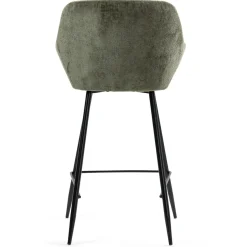 Sgabello Alto-Set di 2 sedie per isola centrale con schienale in tessuto di velluto (Altezza seduta 65 cm) Zola
