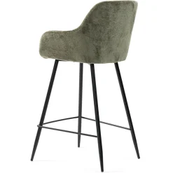 Sgabello Alto-Set di 2 sedie per isola centrale con schienale in tessuto di velluto (Altezza seduta 65 cm) Zola