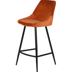 Sgabello Alto-Set di 2 sedie per isola centrale con schienale in velluto (Altezza seduta 67cm) Juno