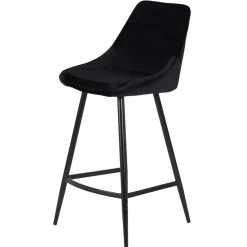 Sgabello Alto-Set di 2 sedie per isola centrale con schienale in velluto (Altezza seduta 67cm) Juno