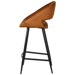 Sgabello Alto-Set di 2 sedie per isola centrale con schienale in velluto a coste (Altezza seduta 68cm) Kosmo