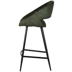 Sgabello Alto-Set di 2 sedie per isola centrale con schienale in velluto a coste (Altezza seduta 68cm) Kosmo scuro