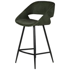 Sgabello Alto-Set di 2 sedie per isola centrale con schienale in velluto a coste (Altezza seduta 68cm) Kosmo scuro