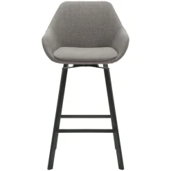 Sgabello Alto-Set di 2 sedie per isola centrale girevoli con schienale in tessuto (seduta 64cm) Zila argento