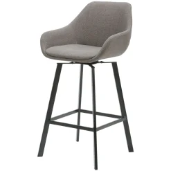 Sgabello Alto-Set di 2 sedie per isola centrale girevoli con schienale in tessuto (seduta 64cm) Zila argento