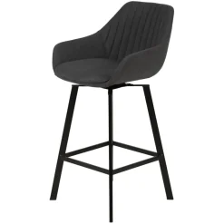 Sgabello Alto-Set di 2 sedie per isola centrale girevoli con schienale in tessuto (seduta 64cm) Zila