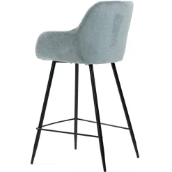 Sgabello Alto-Set di 2 sedie per isola centrale con schienale in tessuto chenille (Altezza seduta 65cm) Zola celadon