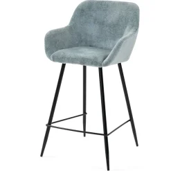 Sgabello Alto-Set di 2 sedie per isola centrale con schienale in tessuto chenille (Altezza seduta 65cm) Zola celadon