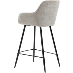 Sgabello Alto-Set di 2 sedie per isola centrale con schienale in tessuto chenille (Altezza seduta 65cm) Zola