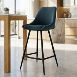 Sgabello Alto-Set di 2 sgabelli da bar con schienale in velluto a coste (Altezza seduta 75cm) Juno scuro