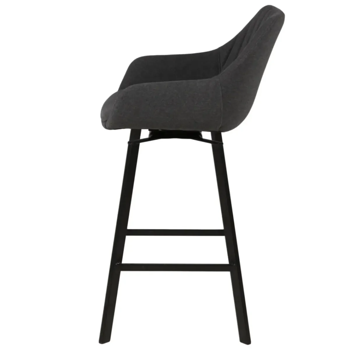 Sgabello Alto-Set di 2 sgabelli da bar girevoli con schienale in tessuto (Altezza seduta 75cm) Zila