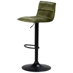 Sgabello Alto-Set di 2 sgabelli da bar girevoli con schienale regolabile in altezza (seduta da 63 a 84 cm) Carly oliva