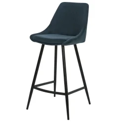 Sgabello Alto-Set di 2 sgabelli per isola centrale con schienale in velluto a coste (Altezza seduta 67cm) Juno