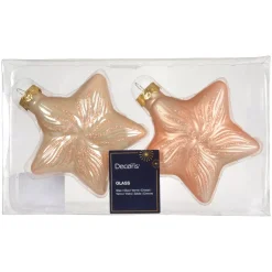 KAEMINGK Addobbi Natalizi-Set di 2 sospensioni in vetro (H10 cm) Stelle Celesti Pesca