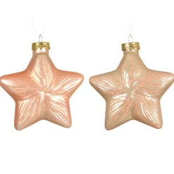 KAEMINGK Addobbi Natalizi-Set di 2 sospensioni in vetro (H10 cm) Stelle Celesti Pesca