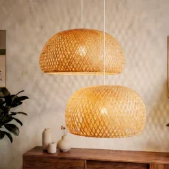 EMINZA Lampadari-Set di 2 sospensioni luminose in bambù (D61-D39 cm) Manacor