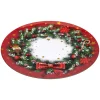 Feeric Lights & Christmas Stoviglie Natalizie-Set di 12 sottopiatti Corona di Natale Rosso