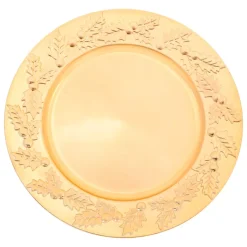 JJA Stoviglie Natalizie-Set di 12 sottopiatti Natalizi con Agrifoglio Dorato