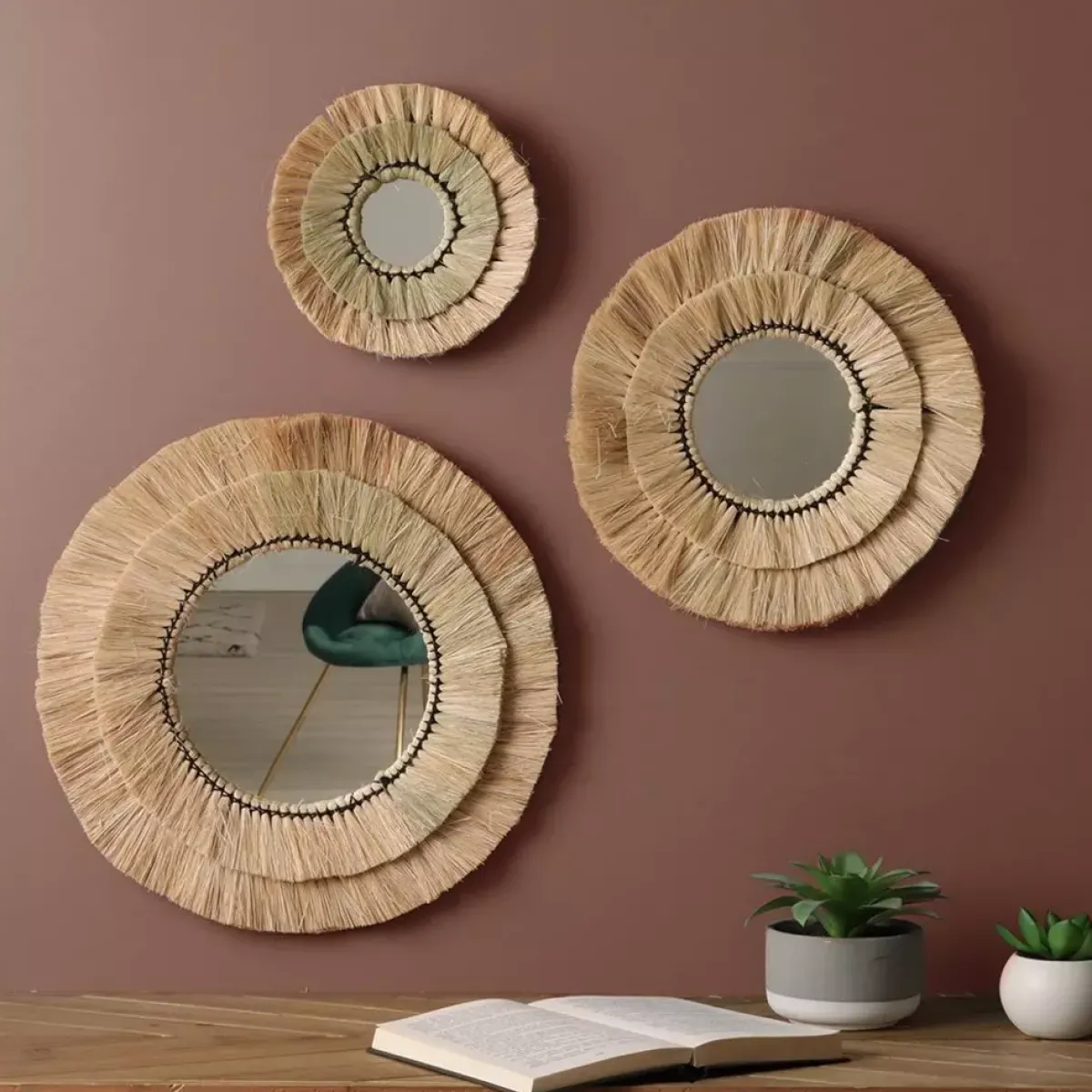 ATMOSPHERA Specchi-Set di 3 specchi (D20-30-40 cm) Alba Naturale