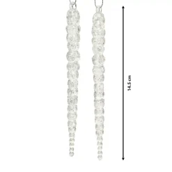 KAEMINGK Addobbi Natalizi-Set di 2 stalattiti da appendere (H14 cm) Ghiaccio argentato