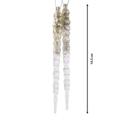KAEMINGK Addobbi Natalizi-Set di 2 stalattiti da appendere (H14 cm) Ghiaccio dorato