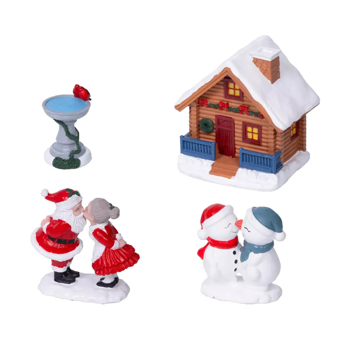 KAEMINGK Personaggi E Accessori Per Villaggio-Set di 4 statuine per Villaggio di Natale (H10 cm) Gli Innamorati di Natale e casa