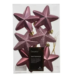 KAEMINGK Addobbi Natalizi-Set di 6 stelle di Natale da appendere (H7 cm) Alpine Vecchio rosa