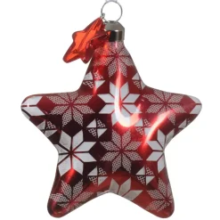 KAEMINGK Addobbi Natalizi-Set di 2 stelle di Natale da appendere in vetro (8 cm) Fiocchi