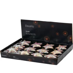 KAEMINGK Addobbi Natalizi-Set di 12 stelle di Natale in vetro (D90 mm) Lustrini di Natale Multicolori
