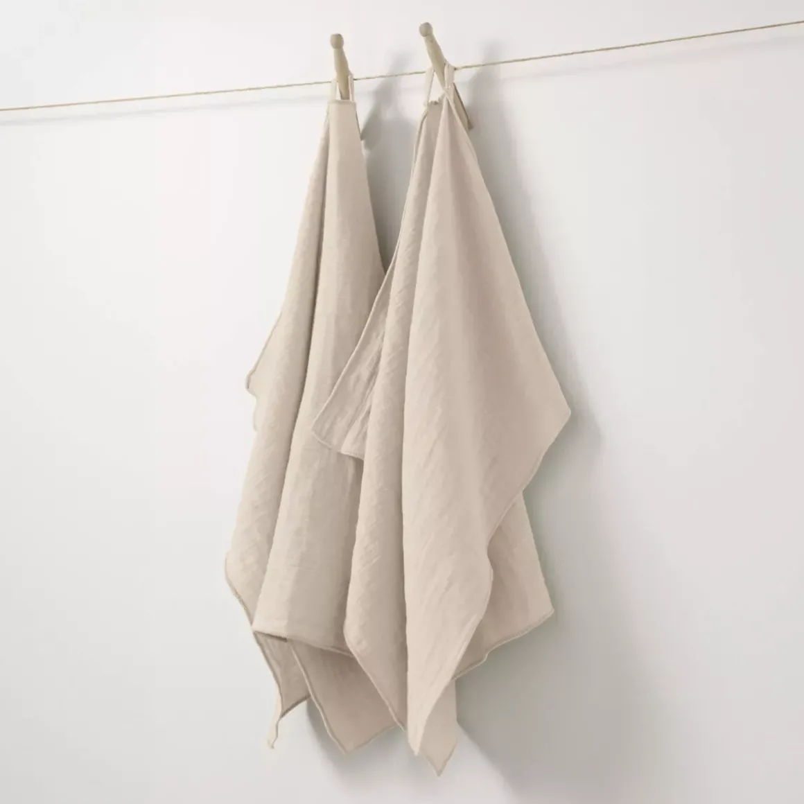 Set di 2 strofinacci garza di cotone (70 cm) Gaïa Beige pampa