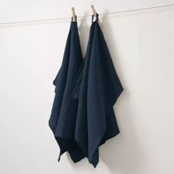 Set di 2 strofinacci garza di cotone (70 cm) Gaïa Blu notte