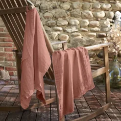 Set di 2 strofinacci garza di cotone (70 cm) Gaïa Rosa pesca