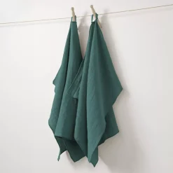 Set di 2 strofinacci garza di cotone (70 cm) Gaïa Blu anatra