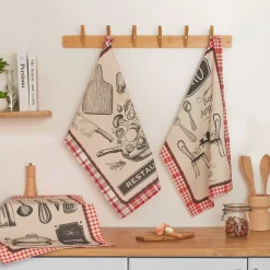 Set di 3 strofinacci in cotone (50 x 70 cm) Bistro Rosso