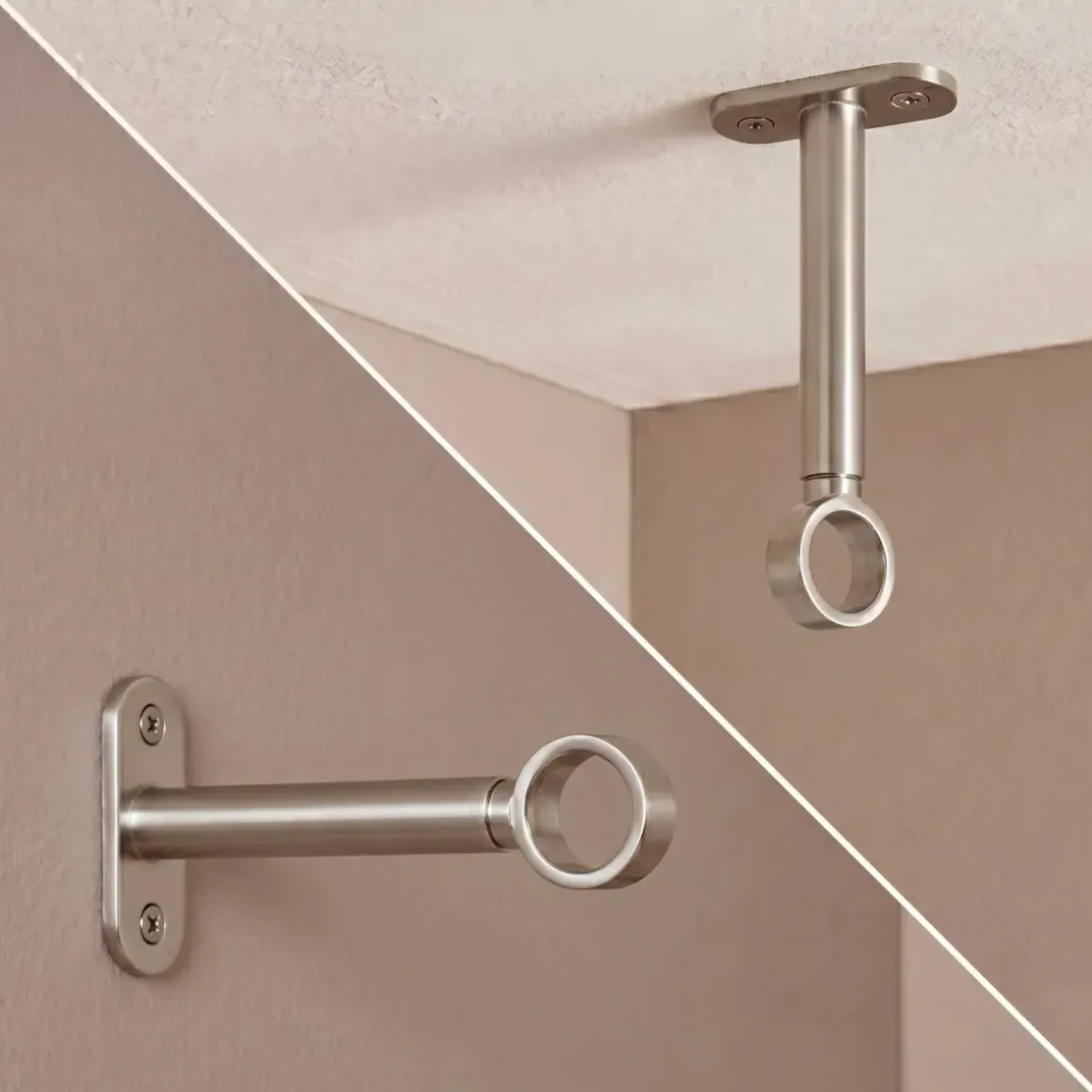 Set di 2 supporti regolabili (L150 - L195 / Ø20 mm) Argento