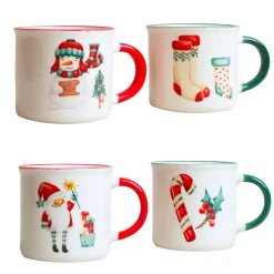 KOOPMAN Stoviglie Natalizie-Set di 4 Tazze di Natale Dolce Natale