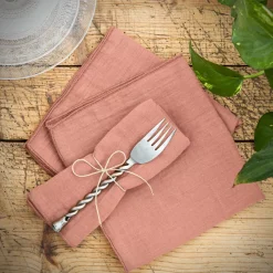 Set di 3 tovaglioli garza di cotone Gaïa Rosa pesca