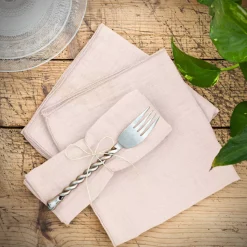 Set di 3 tovaglioli garza di cotone Gaïa Rosa cipria