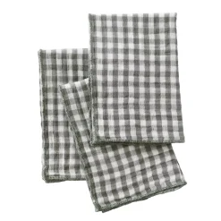 Set di 3 tovaglioli in doppia garza di cotone (40 x 40 cm) Gaïa vichy Verde rosmarino