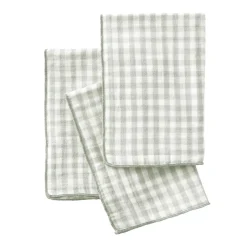 Set di 3 tovaglioli in garza di cotone (40 x 40 cm) Gaïa vichy Verde eucalipto