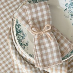 Set di 3 tovaglioli in garza di cotone (40 x 40 cm) Gaïa vichy Corda