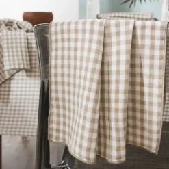 Set di 3 tovaglioli in garza di cotone (40 x 40 cm) Gaïa vichy Corda