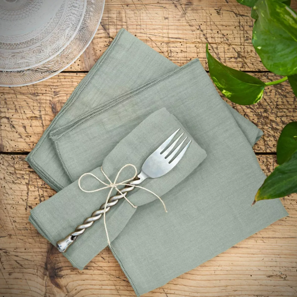 EMINZA Tovaglioli-Set di 3 tovaglioli in garza di cotone (40 x 40 cm) Gaïa